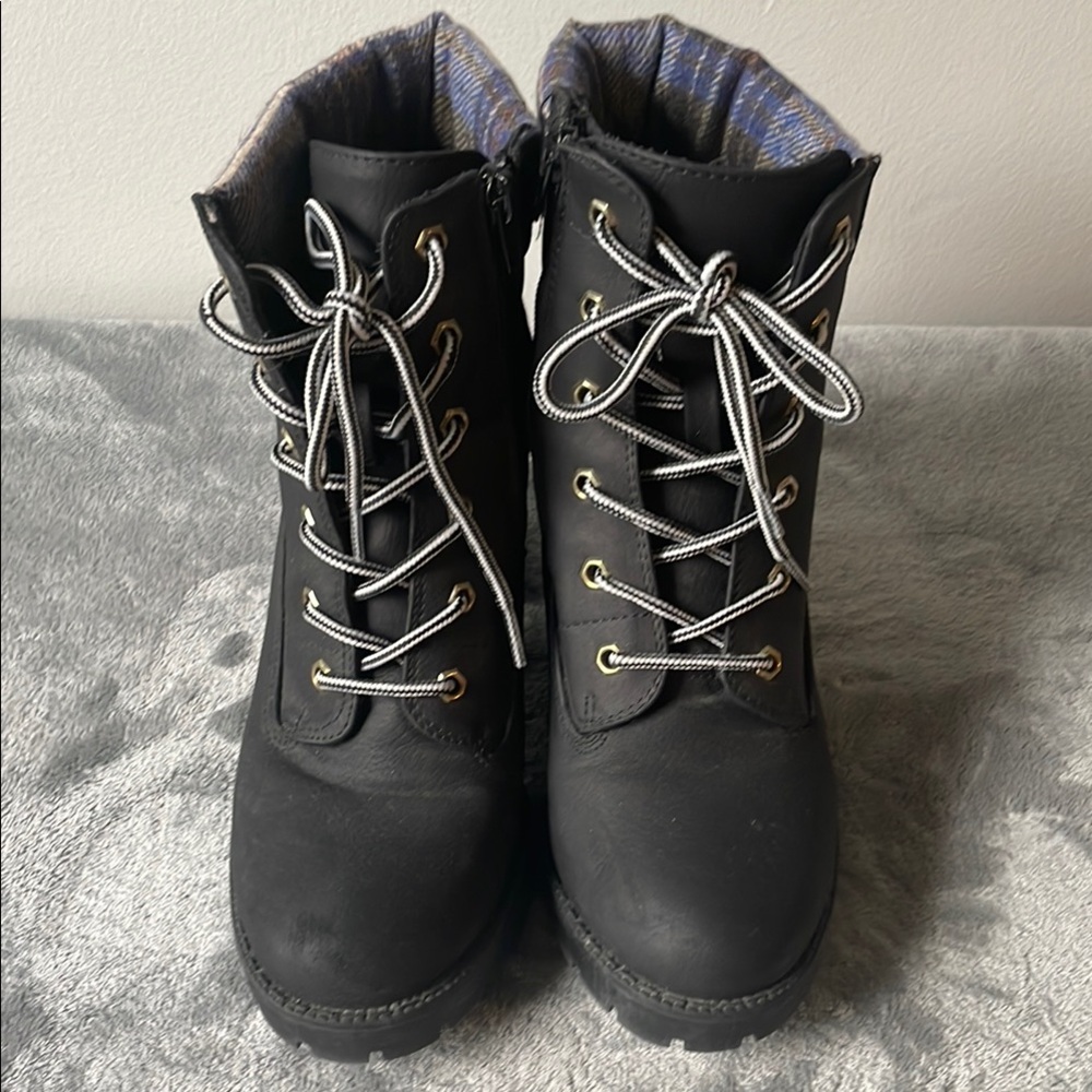 Zigi Soho Black Combat Boots with Chunky Heel